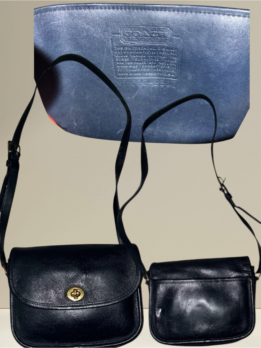 Coach Black Leather Crossbody Bag Duo with Gold Turnlock